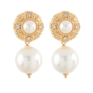 Textured Round & Pearl Earrings